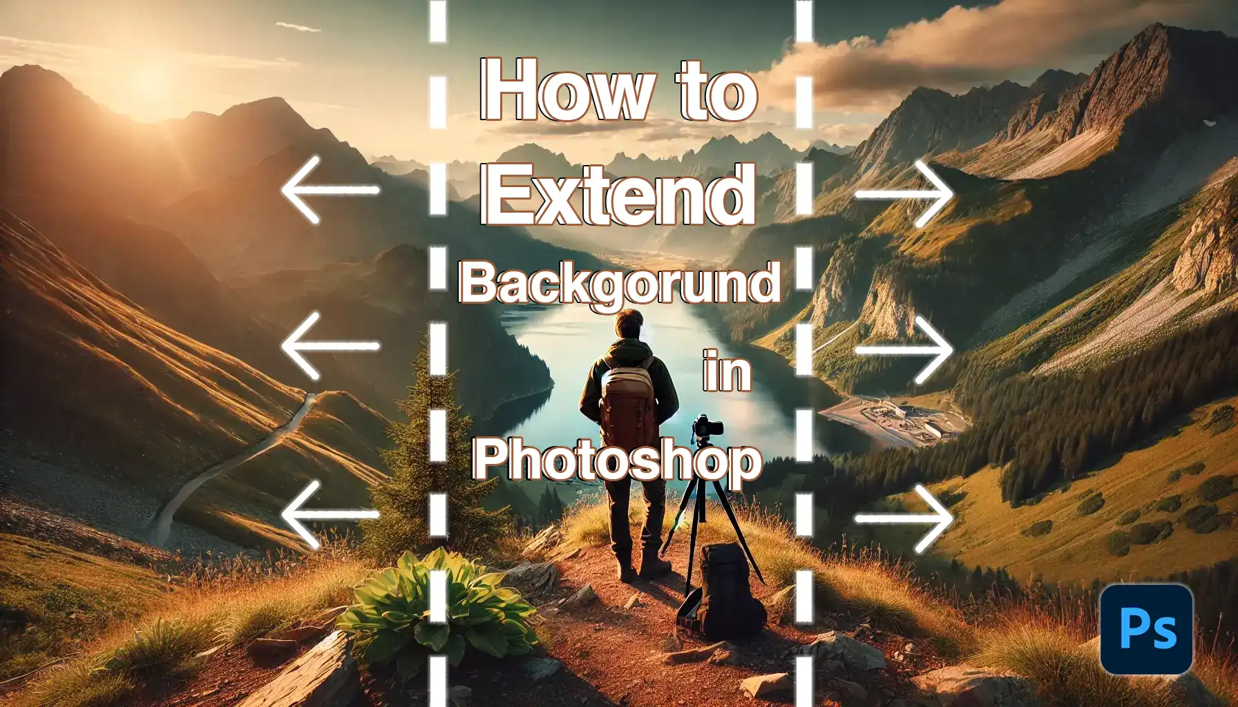 Illustration demonstrating how to extend background in Photoshop with tools and techniques