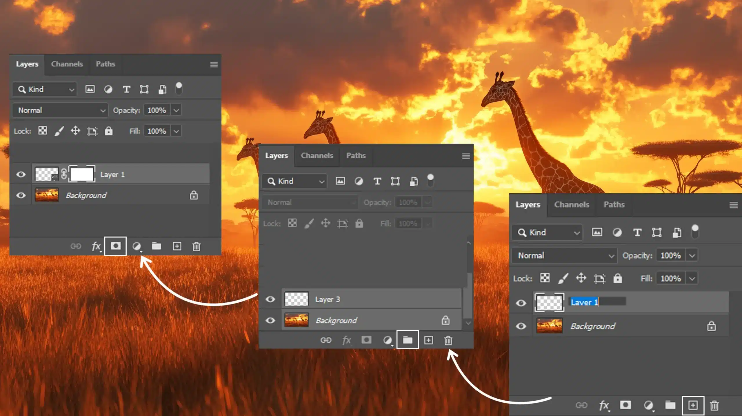 Layer management in Photoshop with various layers and groupings