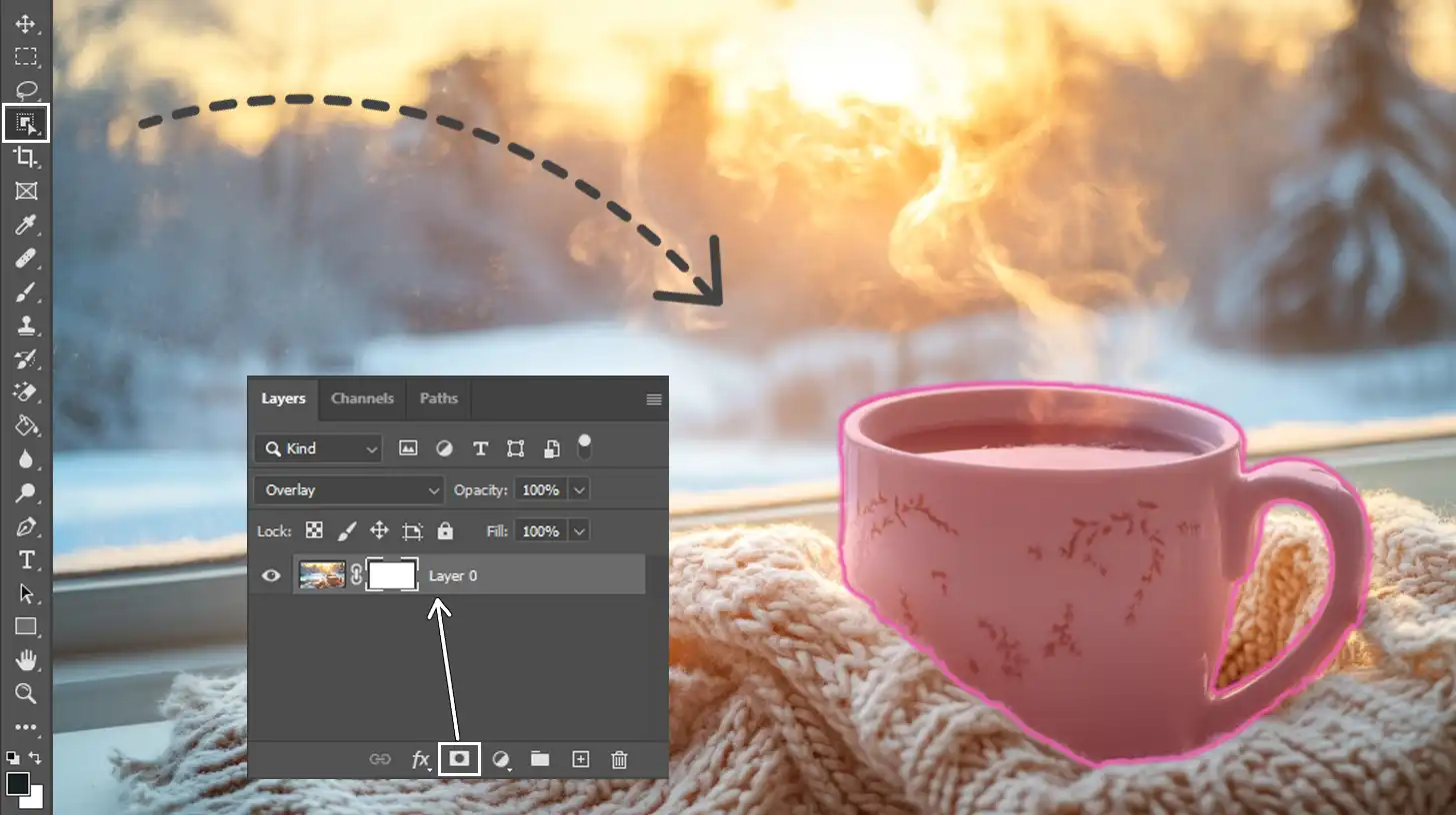 Photoshop masking tools used for precise selections and edits in graphic design