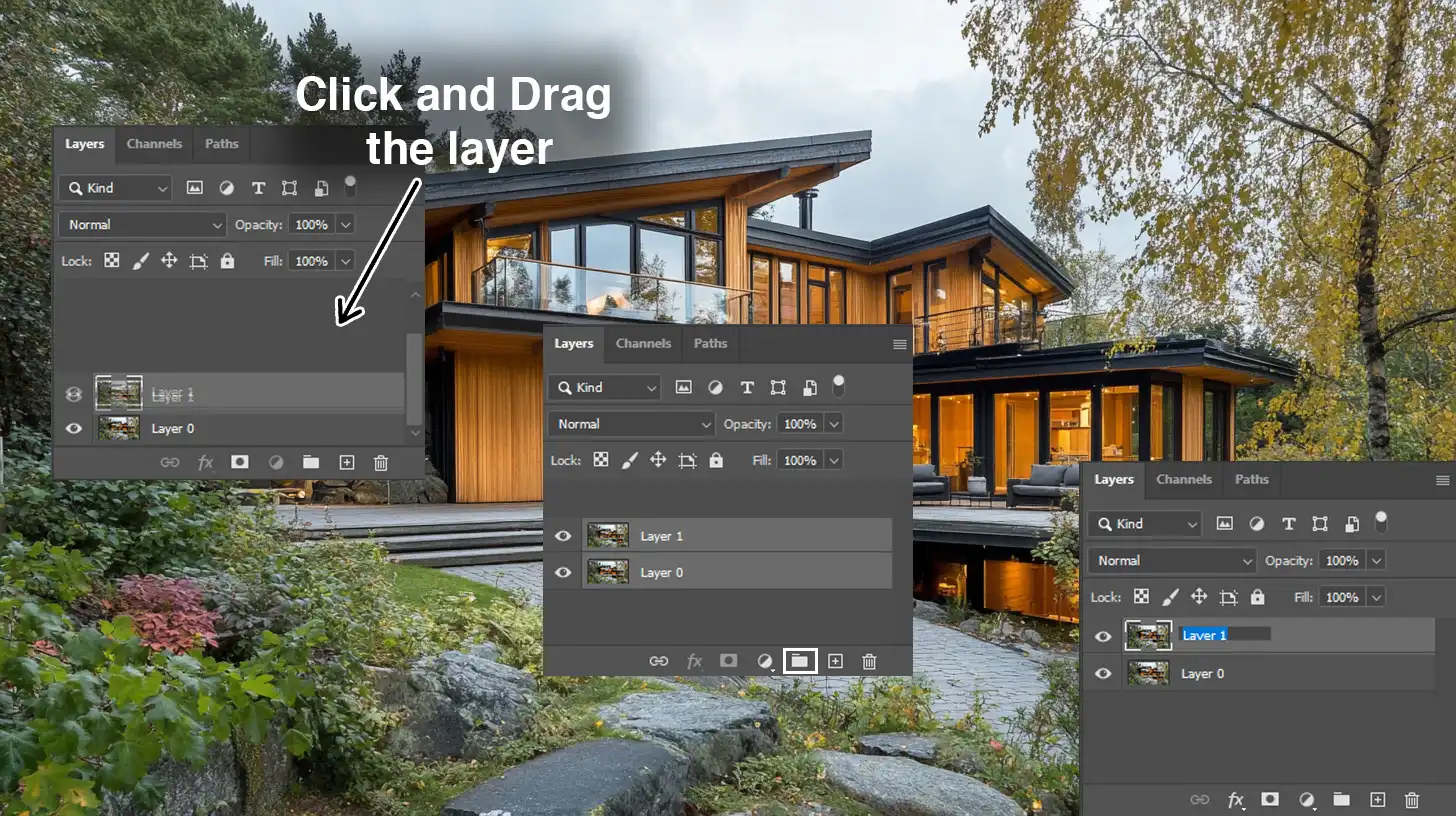 Organizing layers in Photoshop by dragging and managing them for better workflow