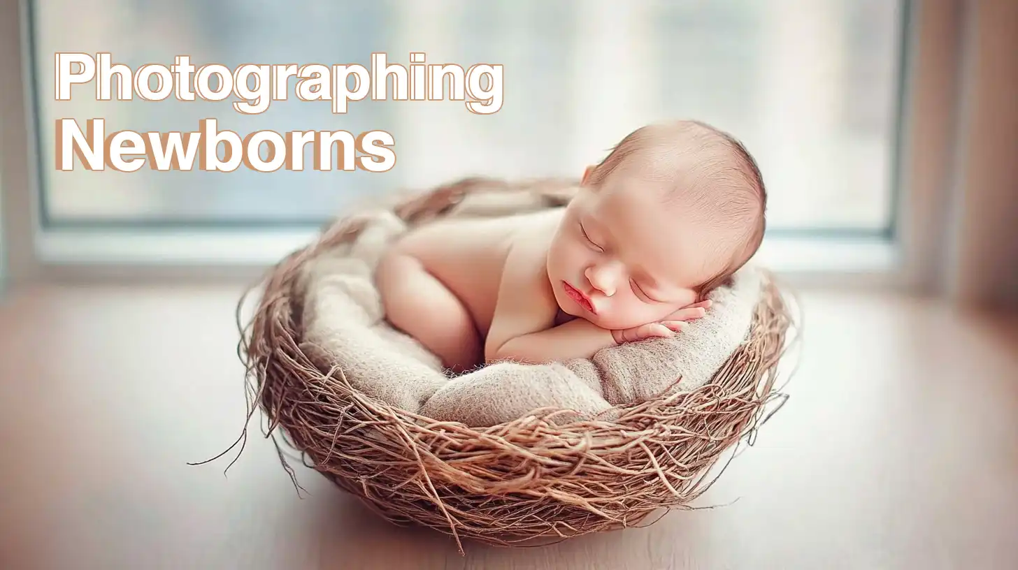 Baby photo session in natural light with a cozy setup
