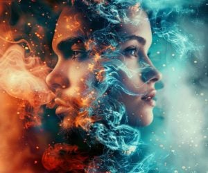 a portrait photo enhanced with focus stacking, emphasizing detailed and artistic effects.