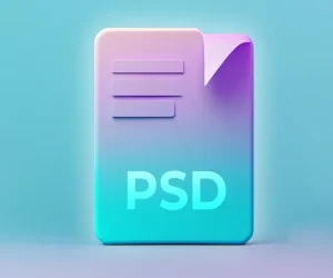 PSD file format icon in a colorful gradient design, representing the versatility and essential features of the PSD file format in Adobe Photoshop.