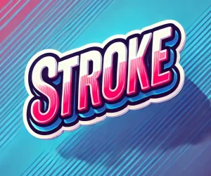 Photoshop stroke example showcasing a bold and colorful text effect, demonstrating how to apply and customize strokes in Photoshop for enhanced graphic design.