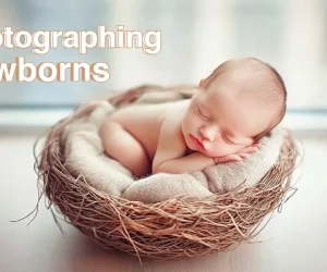 Baby photo session in natural light with a cozy setup