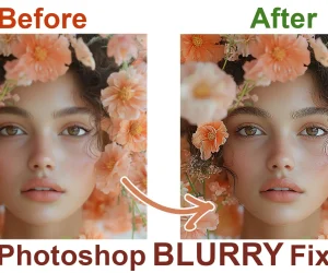 Before and after Photoshop blurry picture fix, showing image clarity improvement