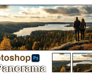 Creating a Ps wide view photo of a scenic landscape