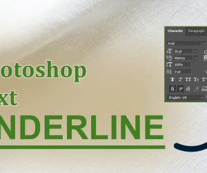 Photoshop text underline with highlighted features in the character panel