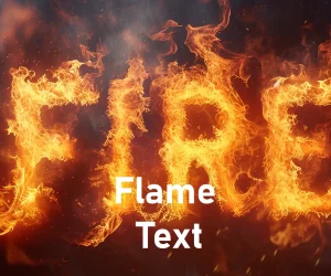 Flame text effect created in Photoshop, with the word 'FIRE' ablaze in realistic flames. Text overlay reads “Quick Photoshop” with Photoshop’s “Ps” logo on the left and “LR-PS TUTORIALS” on the right.